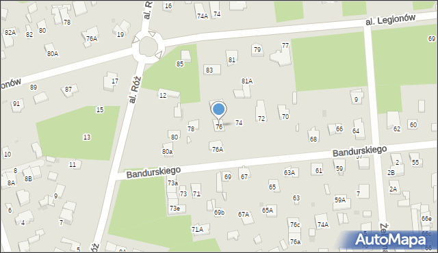 Legionowo, Bandurskiego Władysława, bp., 76, mapa Legionowo