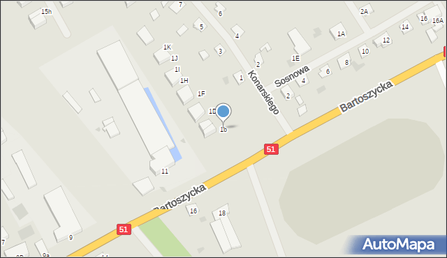 Lidzbark Warmiński, Bartoszycka, 1b, mapa Lidzbark Warmiński