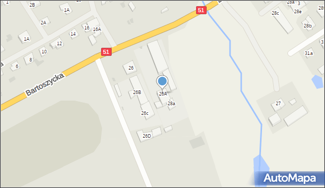Lidzbark Warmiński, Bartoszycka, 26A, mapa Lidzbark Warmiński