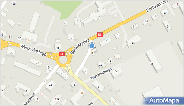 Lidzbark Warmiński, Bartoszycka, 2c, mapa Lidzbark Warmiński