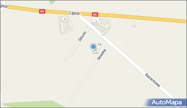 Lipce, Bażantowa, 6d, mapa Lipce