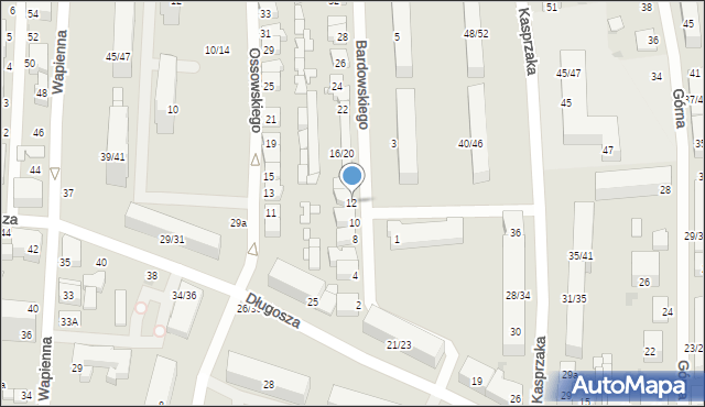 Łódź, Bardowskiego Piotra, 12, mapa Łodzi