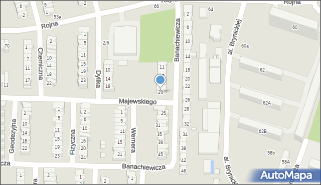 Łódź, Banachiewicza Tadeusza, prof., 23, mapa Łodzi