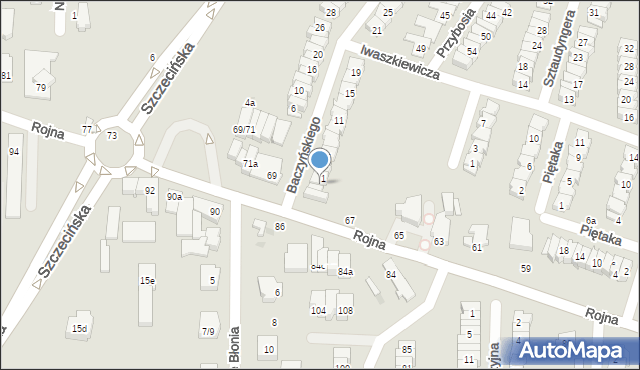 Łódź, Baczyńskiego Krzysztofa Kamila, 1a, mapa Łodzi