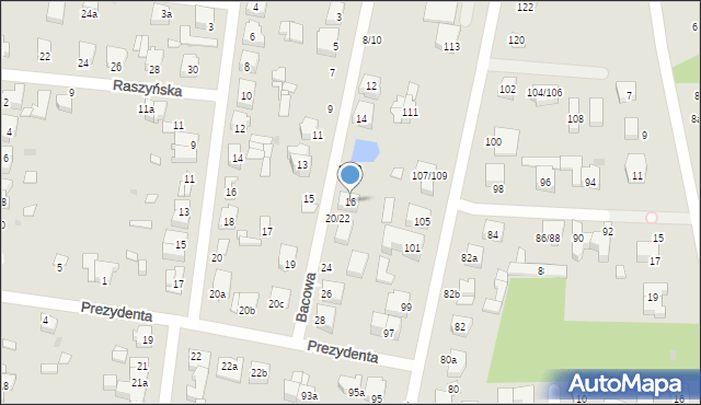 Łódź, Bacowa, 16, mapa Łodzi