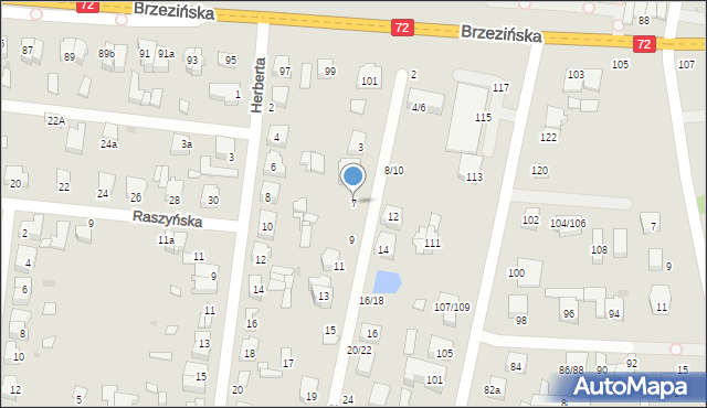 Łódź, Bacowa, 7, mapa Łodzi