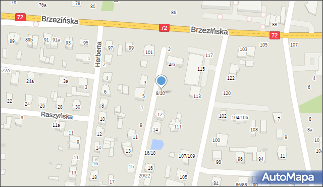 Łódź, Bacowa, 8/10, mapa Łodzi