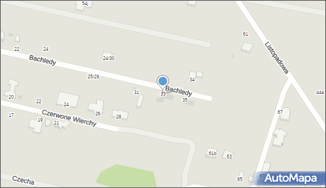 Łódź, Bachledy Klimka, 33, mapa Łodzi