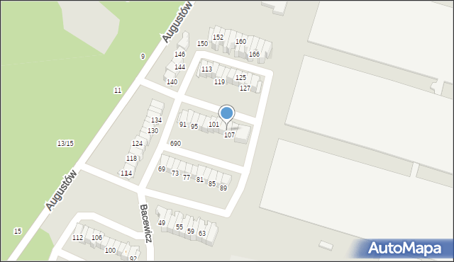 Łódź, Bacewicz Grażyny, 105, mapa Łodzi