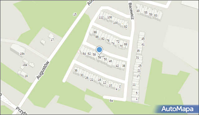 Łódź, Bacewicz Grażyny, 54, mapa Łodzi