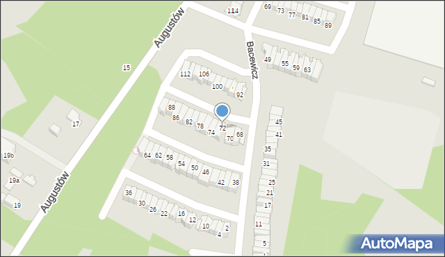 Łódź, Bacewicz Grażyny, 72, mapa Łodzi