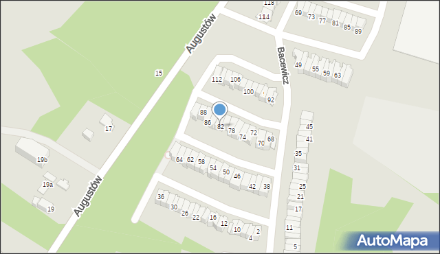 Łódź, Bacewicz Grażyny, 82, mapa Łodzi