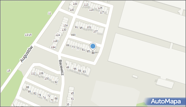 Łódź, Bacewicz Grażyny, 89, mapa Łodzi