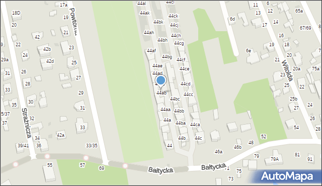 Łódź, Bałtycka, 44ab, mapa Łodzi