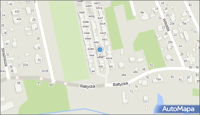 Łódź, Bałtycka, 44ba, mapa Łodzi