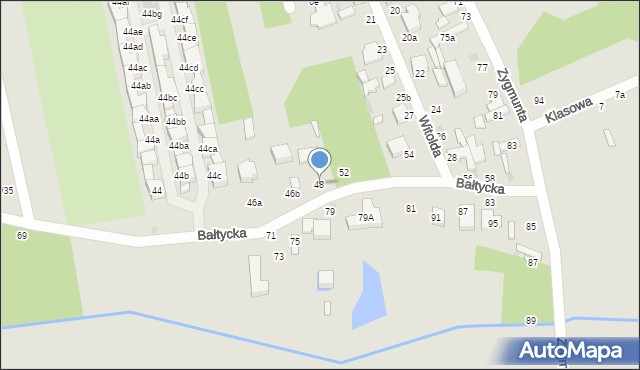 Łódź, Bałtycka, 48, mapa Łodzi