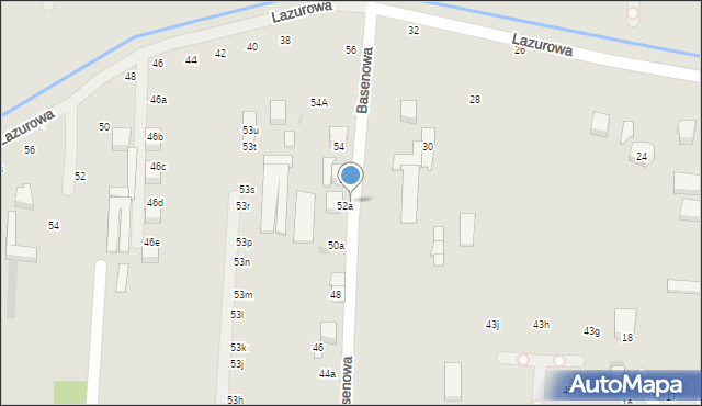 Łódź, Basenowa, 51a, mapa Łodzi