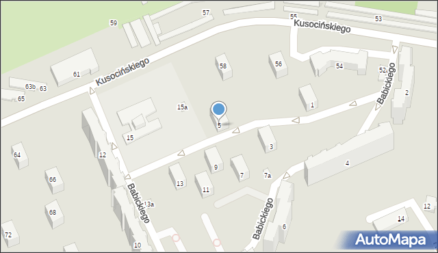 Łódź, Babickiego Józefa, 5, mapa Łodzi