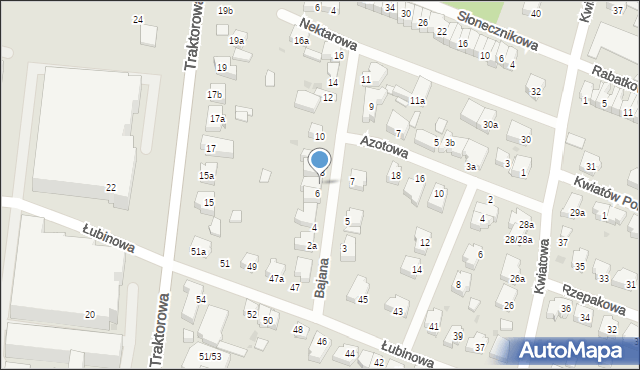 Łódź, Bajana Jerzego, 6a, mapa Łodzi