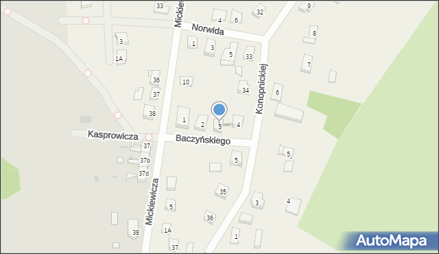 Łokacz Mały, Baczyńskiego Krzysztofa Kamila, 3, mapa Łokacz Mały