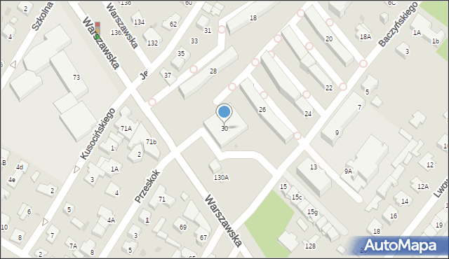 Łomianki, Baczyńskiego Krzysztofa Kamila, 30, mapa Łomianki