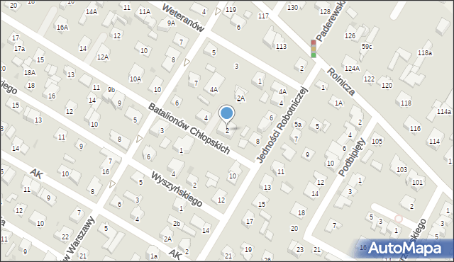 Łomianki, Batalionów Chłopskich, 2, mapa Łomianki