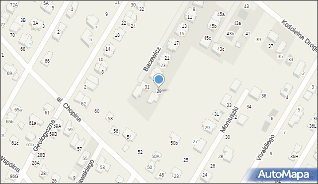 Łomianki Dolne, Bacewicz Grażyny, 29, mapa Łomianki Dolne