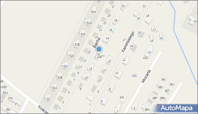 Łomianki Dolne, Bacha Jana Sebastiana, 12a, mapa Łomianki Dolne