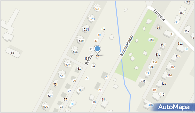 Łomianki Dolne, Bacha Jana Sebastiana, 26, mapa Łomianki Dolne