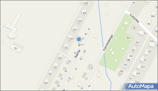 Łomianki Dolne, Bacha Jana Sebastiana, 35, mapa Łomianki Dolne