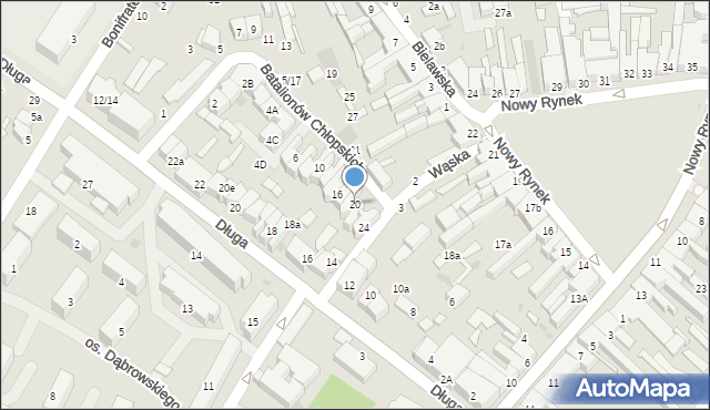 Łowicz, Batalionów Chłopskich, 20, mapa Łowicza