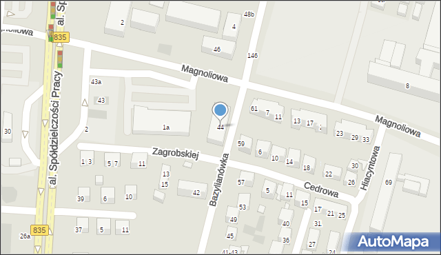 Lublin, Bazylianówka, 44, mapa Lublina