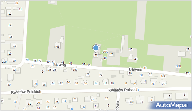 Lublin, Barwna, 53, mapa Lublina