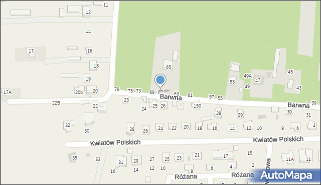 Lublin, Barwna, 67, mapa Lublina