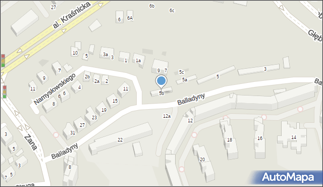 Lublin, Balladyny, 5b, mapa Lublina