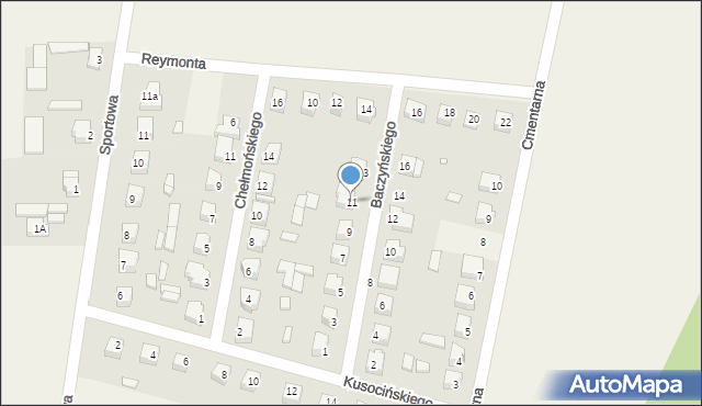 Łyszkowice, Baczyńskiego Krzysztofa Kamila, 11, mapa Łyszkowice