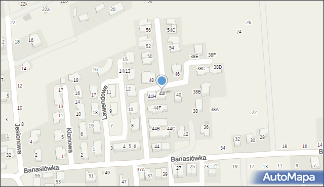 Michałowice, Banasiówka, 44I, mapa Michałowice