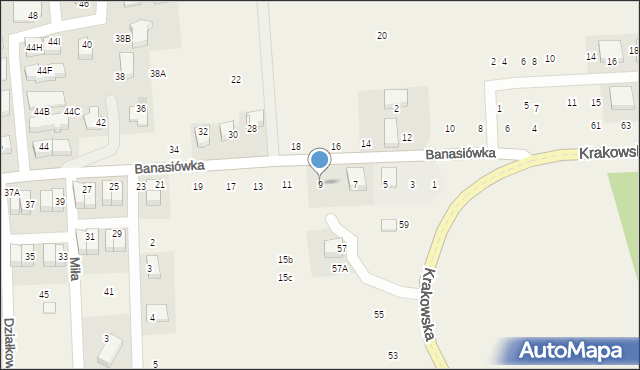 Michałowice, Banasiówka, 9, mapa Michałowice