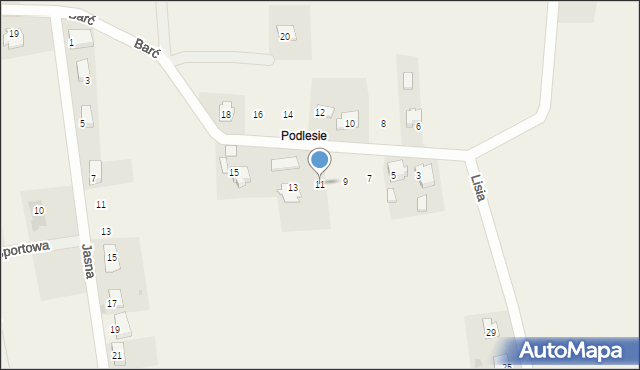 Międzyrzecze, Barć, 11, mapa Międzyrzecze