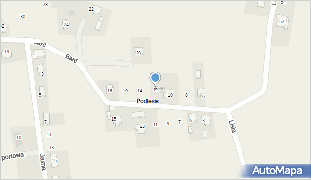 Międzyrzecze, Barć, 12, mapa Międzyrzecze