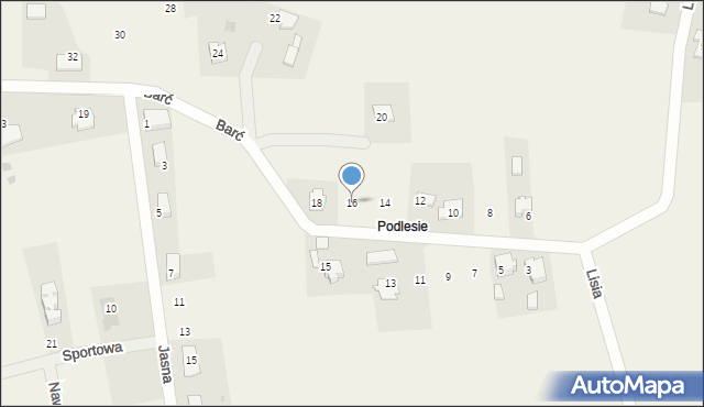 Międzyrzecze, Barć, 16, mapa Międzyrzecze