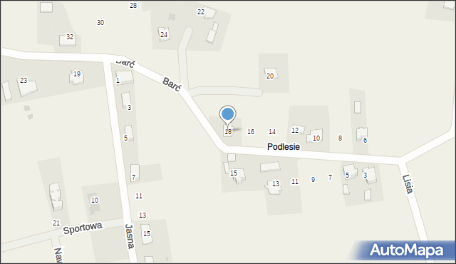 Międzyrzecze, Barć, 18, mapa Międzyrzecze