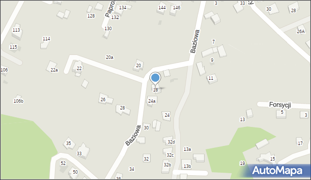 Mikołów, Baziowa, 18, mapa Mikołów