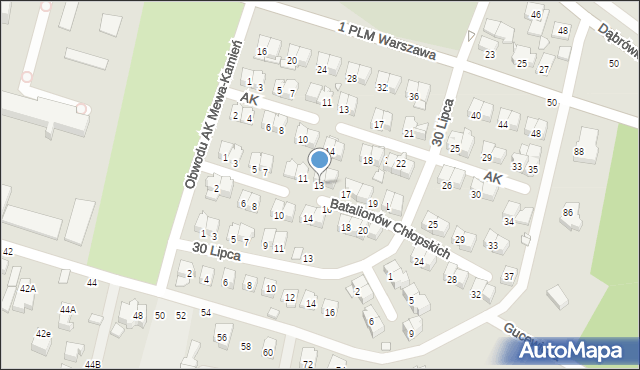 Mińsk Mazowiecki, Batalionów Chłopskich, 13, mapa Mińsk Mazowiecki
