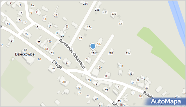 Mysłowice, Batalionów Chłopskich, 27a, mapa Mysłowice
