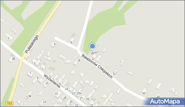 Myszków, Batalionów Chłopskich, 19, mapa Myszków
