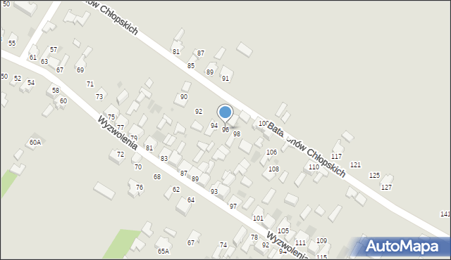 Myszków, Batalionów Chłopskich, 96, mapa Myszków