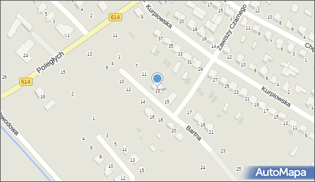 Myszyniec, Bartna, 13, mapa Myszyniec