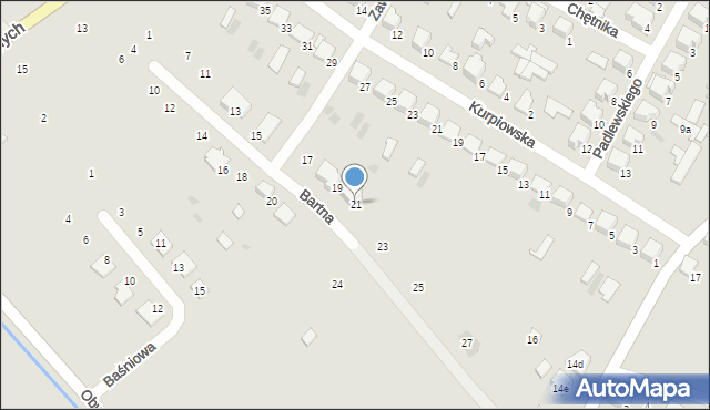 Myszyniec, Bartna, 21, mapa Myszyniec