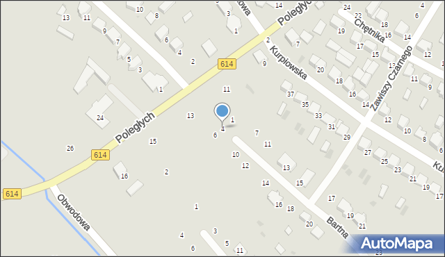 Myszyniec, Bartna, 4, mapa Myszyniec
